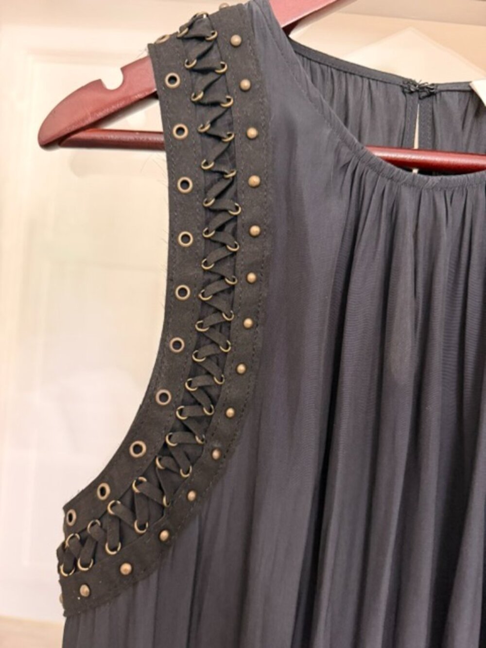 Ramy Brook Black Silky Grommet Detail Tank Mini Dress, XS